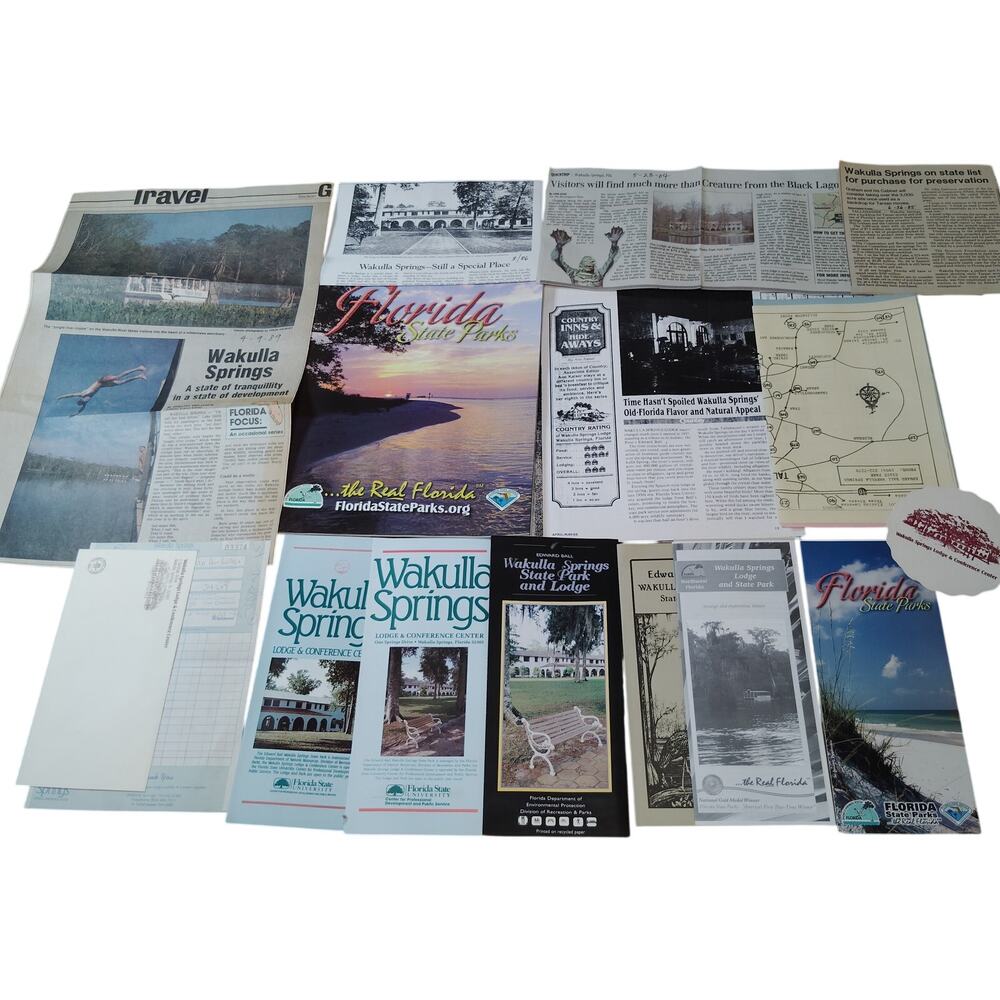 VTG Wakulla Springs, FL Ephemera Collection 2008 - Travel Brochures & Clippings
